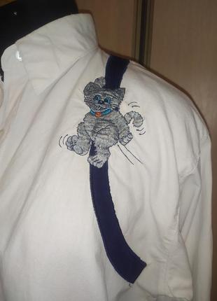 Винтажная рубашка с вышивкой котики3 фото