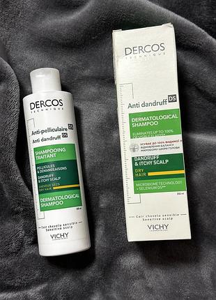 Шампунь від лупи для сухого волосся vichy dercos anti-dandruff treatment shampoo