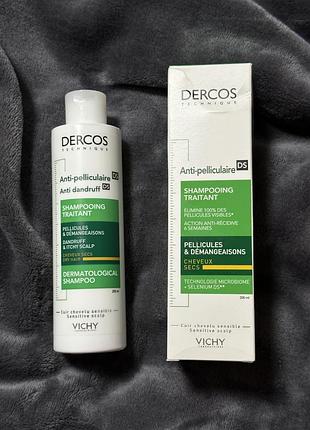 Шампунь від лупи для сухого волосся vichy dercos anti-dandruff treatment shampoo