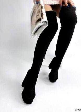 Шикарные женские деми ботфорты на каблуке, замшевые, демисезон, 35-36-37-38-39-403 фото