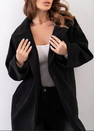 Черное кашемировое пальто кокон2 фото