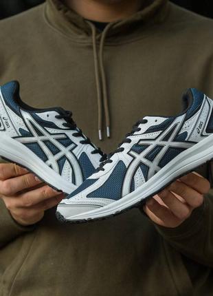 Демісезон чоловічі кросівки asics gel white\blue натур.шкіра