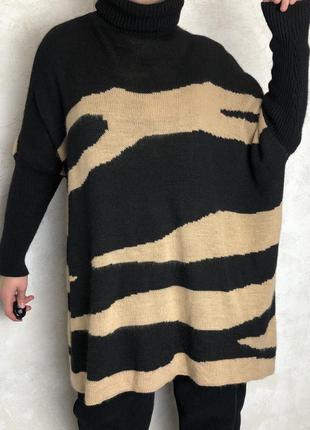 Интересный итальянский вязаный свитер разлетайка оверсайз дизайнерский уютный теплый свободный плед туника платье универсальный размер италия4 фото
