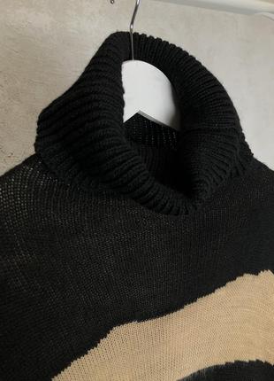 Интересный итальянский вязаный свитер разлетайка оверсайз дизайнерский уютный теплый свободный плед туника платье универсальный размер италия8 фото