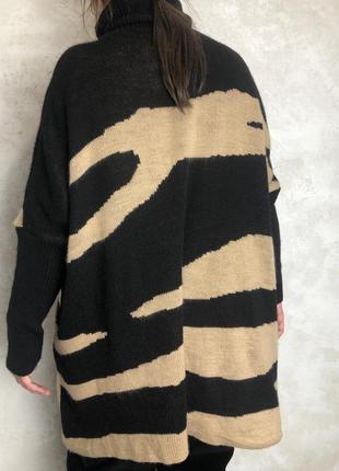 Интересный итальянский вязаный свитер разлетайка оверсайз дизайнерский уютный теплый свободный плед туника платье универсальный размер италия5 фото