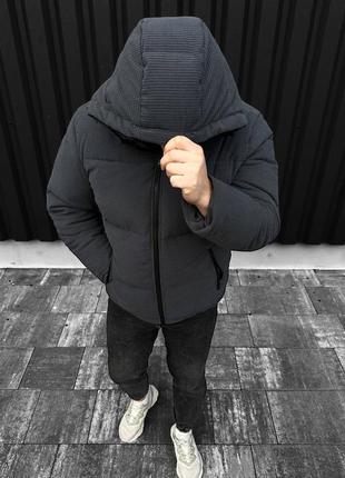 Зимовий пуховик вельветовий чоловічий чорний3 фото