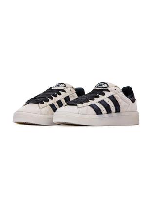 Кросівки жіночі бежеві / чорні замшеві adidas campus 00s aluminum core black