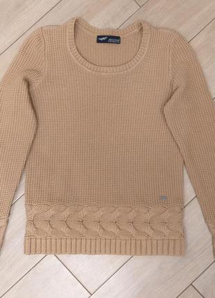 Джемпер кофта в'язана бавовняна з косами  кемел arizona