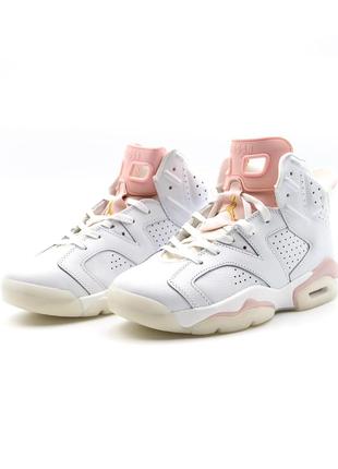 👟 кросівки      nike air jordan 6 retro white pink   / наложка bs👟