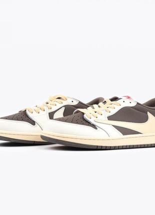 Демисезон кроссовки nike air jordan retro 1 low x travis scott og "reverse mocha"6 фото