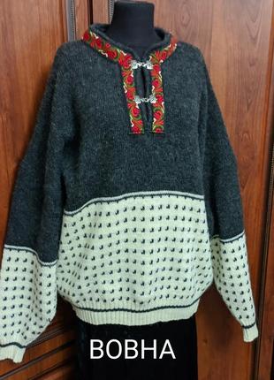 Скандинавський норвезький вовняний светр джемпер великій розмір1 фото