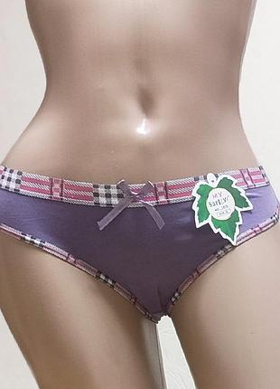 Трусики слипы женские хлопчатобумажные с клетчатой ​​резинкой
