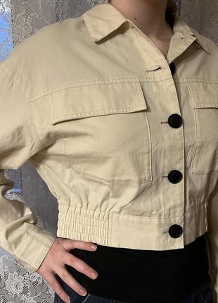 💋 куртка-сорочка жакет на ґудзиках вкорочена zara 💋2 фото