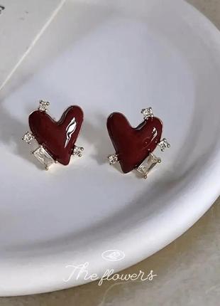 Сережки червоне серце в стилі y2k4 фото