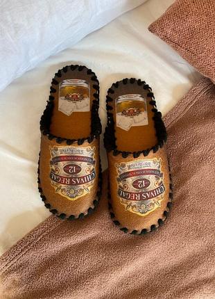 Фетровые тапки ручной работы с принтом