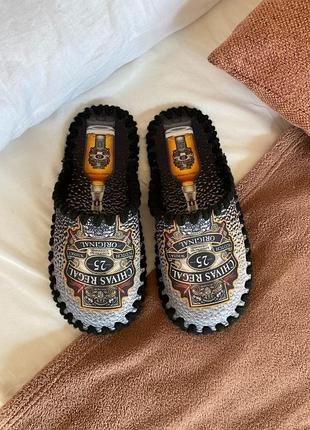 Фетровые тапки ручной работы с принтом