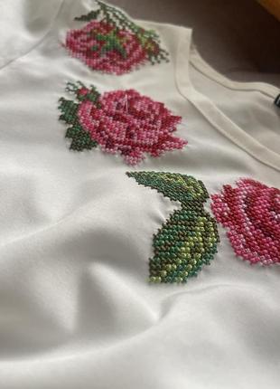 Нежная молочная вышиванка вышиванная рубашка вышитая блуза2 фото