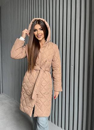 Пальто зимнее стеганное женская куртка на силиконе