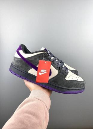 Мужские кроссовки nike sb dunk low pro grey purple2 фото