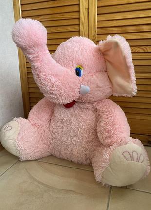 Большая мягкая игрушка розовый слон