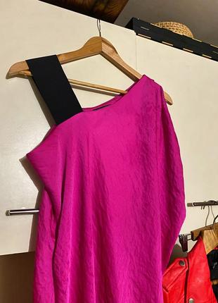 Платье розовое, платье мини малиновое, платье асимметричное2 фото