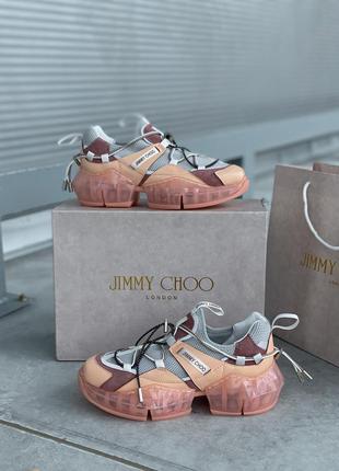 Кроссовки женские jimmy choo, розовые / серые (джимми чу, женская обувь, кеды)