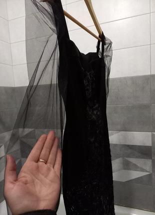 Вечернее черное платье длины миди с пайетками. полный распродаж5 фото