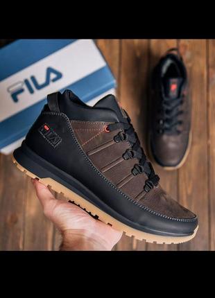 Чоловічі шкіряні зимові кросівки/черевики fila коричневі3 фото