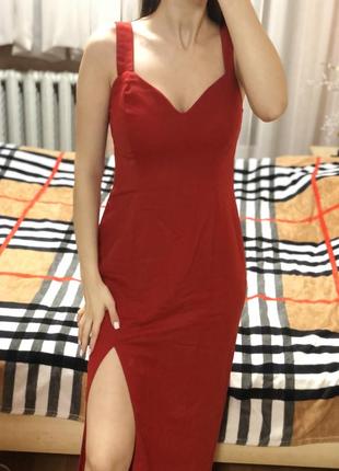Красное платье с разрезом ❤️🤤1 фото