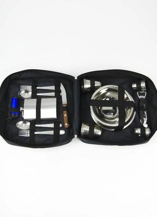 Набір посуду для пікніка на 4 особи №3, набір для пікніка, туристичний набір посуду