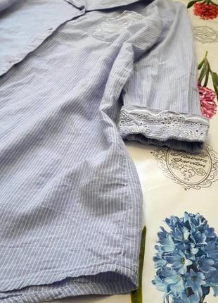 Хлопковая рубашка платье в полоску с элементами вышивки8 фото