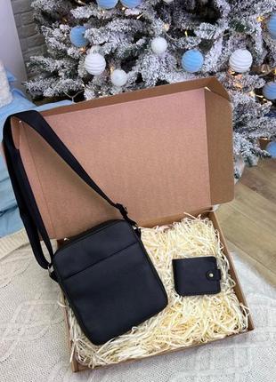 Подарочный набор 🎁 сумка и кошелек из натуральной кожи1 фото