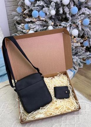 Подарочный набор 🎁 сумка и кошелек из натуральной кожи2 фото