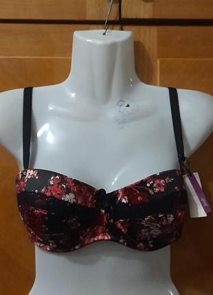 Новий розкішний бюстгалтер р.34 dd 75 dd від bhs , кісточки , поролон , кружево , квітковий малюнок