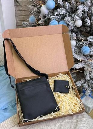 Подарочный набор 🎁 сумка и кошелек из натуральной кожи4 фото