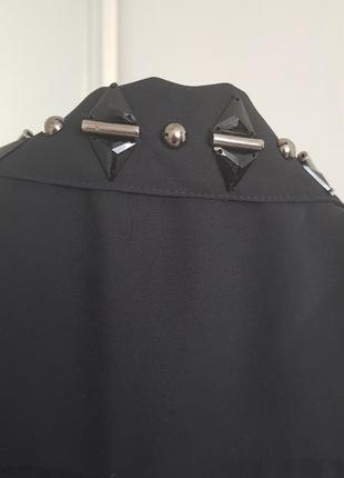Forever 21 черная шифоновая блуза с воротничком расшитым бисером, размер xs-s6 фото