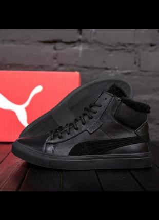 Зимние мужские кожаные ботинки/кеды puma на меху