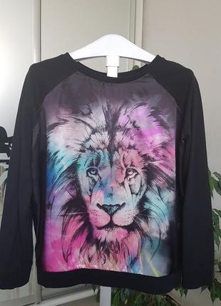 River island свитшот черный со смешанными тканями и принтом, размер м