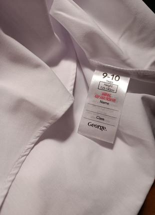 Фирменная школьная белая рубашка сорочка короткий рукав george р. 9 -10 лет.4 фото
