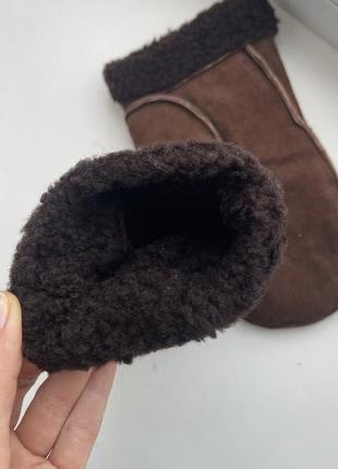 Зимние теплые перчатки 100% овчина натуральная кожа з мехом варежки4 фото