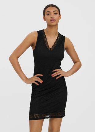 Черное кружевное платье vero moda jade, m1 фото