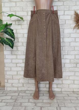Новая стильная юбка миди мягкая ткань пуговицы в ряд цвет какао, размер хл-2хл