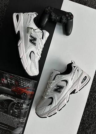 Кросівки new balance 530 all white black | нью беленс | унісекс модель | весна, літо, осінь | шкіра, сітка | взуття | спортивні кросівки