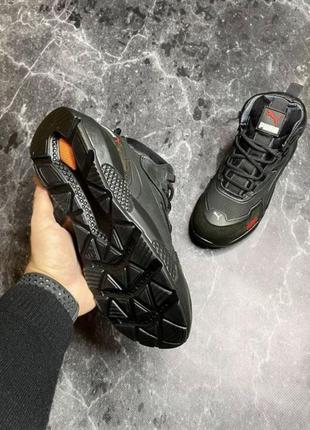 Зимние мужские ботинки-кроссовки puma black / кожаные зимние кроссовки ботинки пума чёрные3 фото