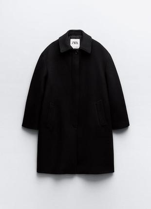 Пальто на основе шерсти с рубашечным комиром6 фото