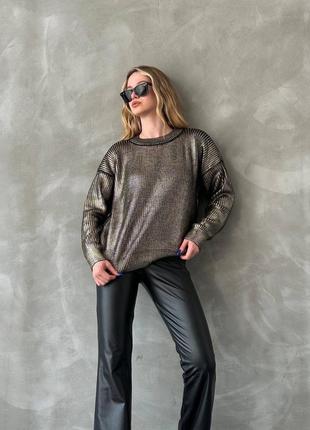 Красивый модный стильный трендовый нарядный свитер блестящий с напылением3 фото