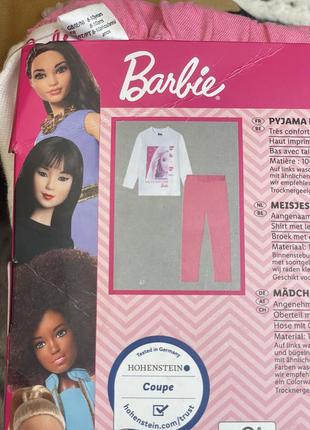 Пижама barbie, mattel 8-9-10 134-140 хлопок мерч барби белый розовый6 фото