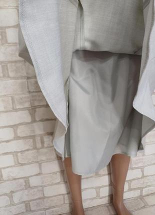 Новая с биркой стильная юбка миди годе на 23% лен в светло сером, размер 2хл6 фото