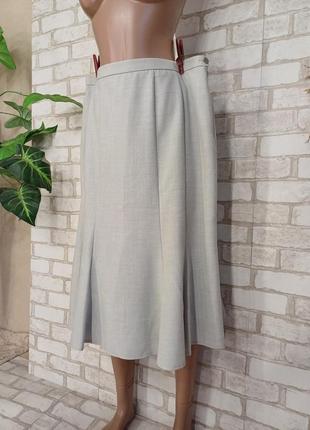Новая с биркой стильная юбка миди годе на 23% лен в светло сером, размер 2хл4 фото