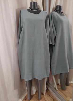 💯% льняное с карманами платье 👗